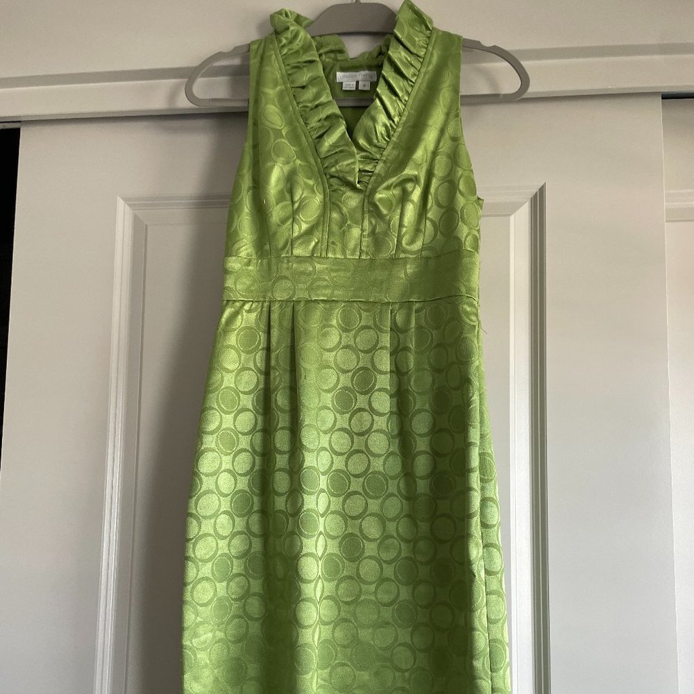 London Times Green Ruffle neck dress